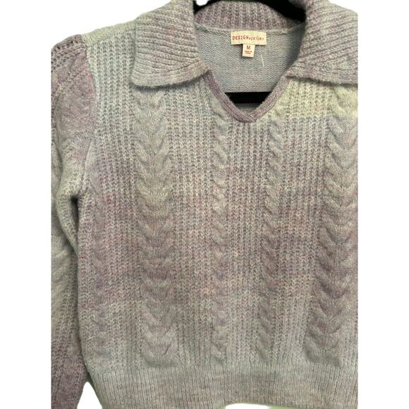 NWT Design History Ombre Cable Knit Long Sleeve V-neck Collar Sweater-Girls M - Picture 3 of 14